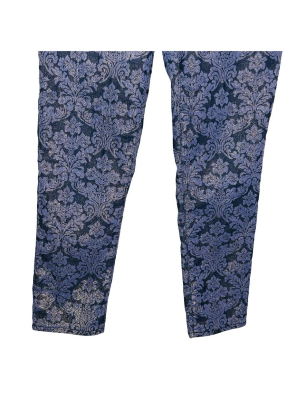 Chicos Girlfriend Slim Leg Ankle Jean Blue Floral Shimmer Stretch Size 0 | S | 4 - Picture 8 of 14
